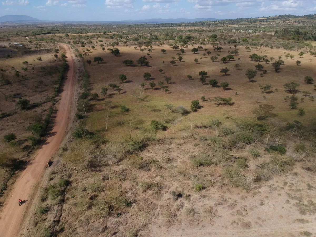Aerial drone view of Hills View Estate, Muthwani Area, Machakos — elevated scenic land plots (photo 01)